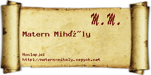Matern Mihály névjegykártya